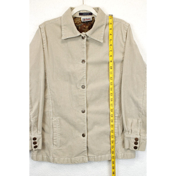 Bill Blass Women Corduroy Blazer Jacket Size L Stretch Cream Button Front Pocket - Picture 6 of 13